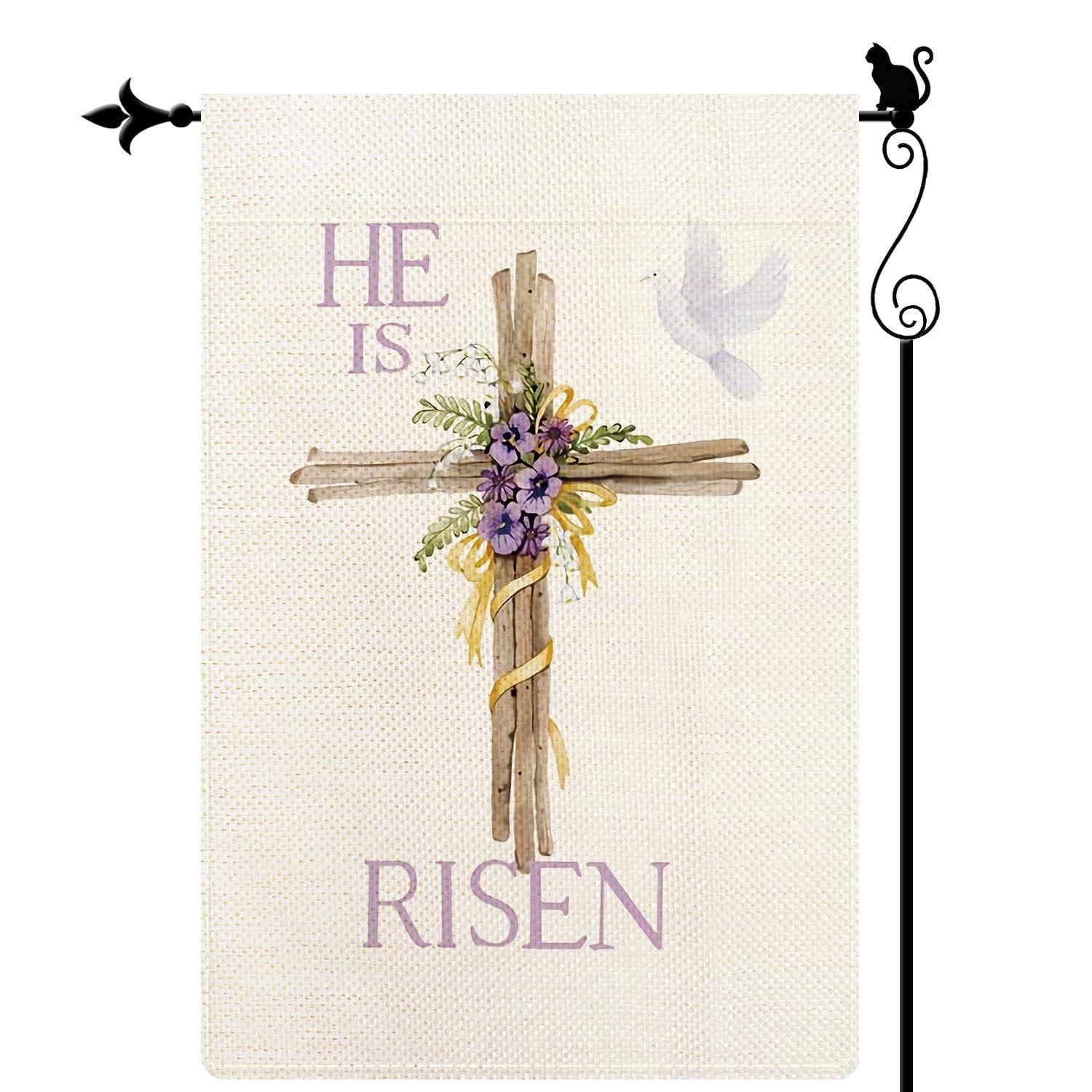 He is Risen Garden Flag Easter Greeting Religion Garden Flag Vertical Double Sided Rustic