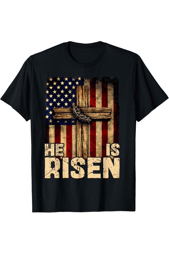 He is Risen Jesus Christian God Religious Easter Men Boy Kid T-Shirt