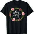 thumbnail image 1 of He is Risen Jesus Christian Happy Easter Floral Wreath Shirt T-Shirt, 1 of 4