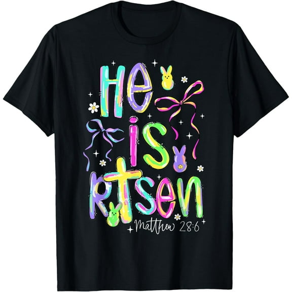 He is Risen Jesus Christian Happy Easter Women Kids Girls T-Shirt100% cotton