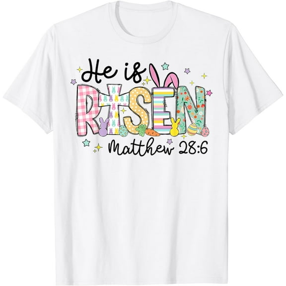 He is Risen Jesus Christian Happy Easter Women Kids Girls T-Shirt