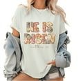 thumbnail image 1 of He is Risen Print Tees Floral He is Risen Christian Graphic Womens T Shirt Bible Verse Outfit Religious Short Sleeve Tops White,4XL, 1 of 6
