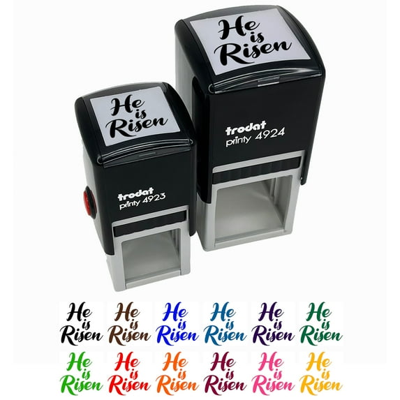 He is Risen Religious Easter Christian Self-Inking Rubber Stamp Ink Stamper - Green Ink - Small 1 Inch