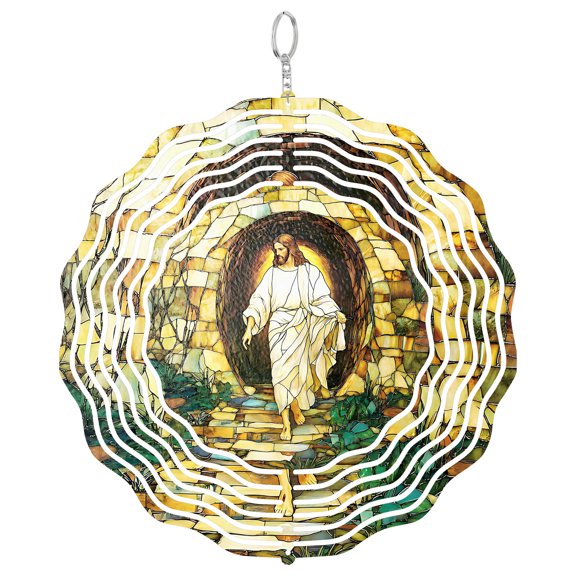 He is Risen Resurrection Metal Wind Spinner, Christian Outdoor Decor