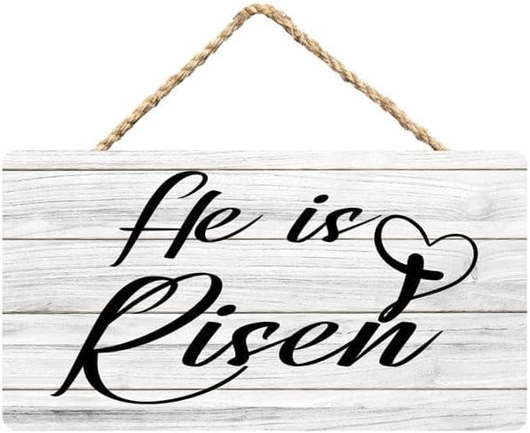 He is Risen Wooden Hanging Door Sign 12 x 8 Inch - Easter Christian ...