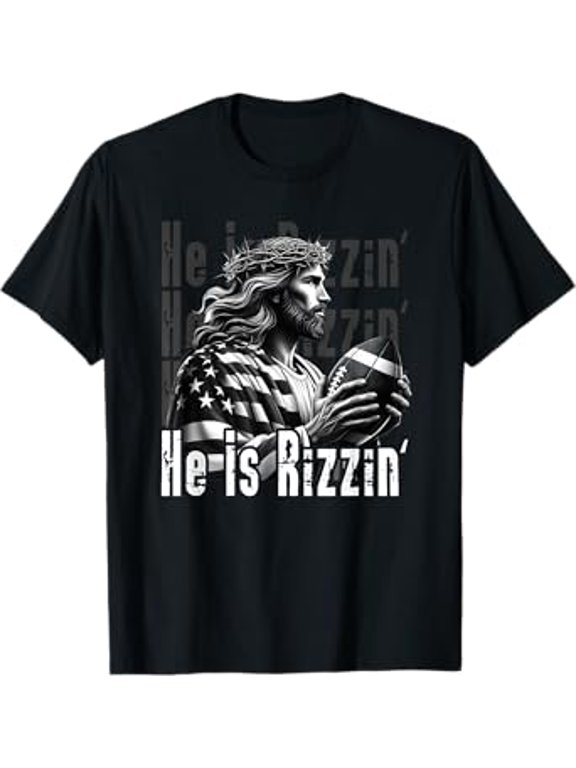 He is Rizzin Jesus Playing Football Sports Christian T-Shirt