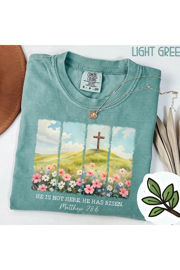 He is not here, he has risen T-shirt, Jesus Easter Shirt, Easter Day Shirt, Christian Easter Gift, Floral Easter Shirt