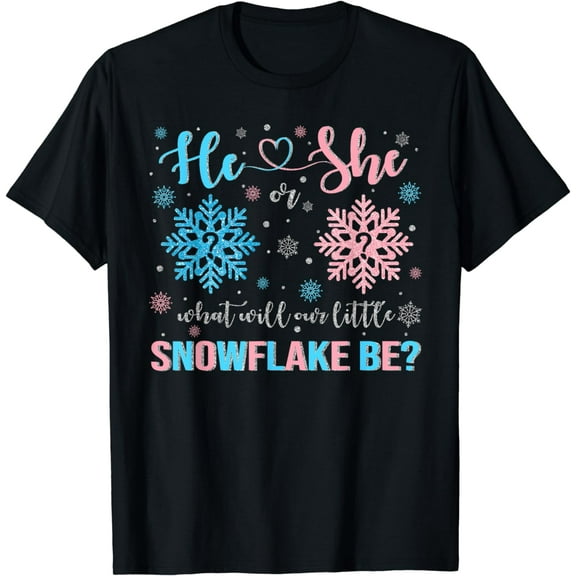 He or She What Will Our Little Snowflake Be Gender Reveal T-Shirt