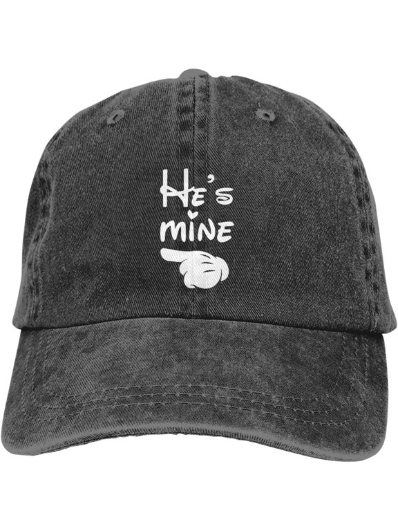 He's Mine Funny Hat Adjustable Denim Baseball Cap Black Dad Hat Men Women