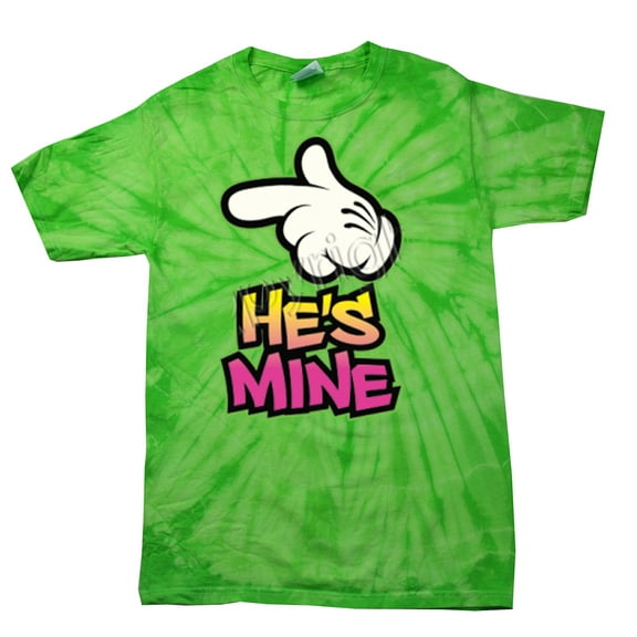 He's Mine with Finger Pointing Neon Short Sleeve T-shirt-Limetiedye-Medium
