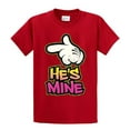 thumbnail image 1 of He's Mine with Finger Pointing Neon Short Sleeve T-shirt-Red-XXL, 1 of 4