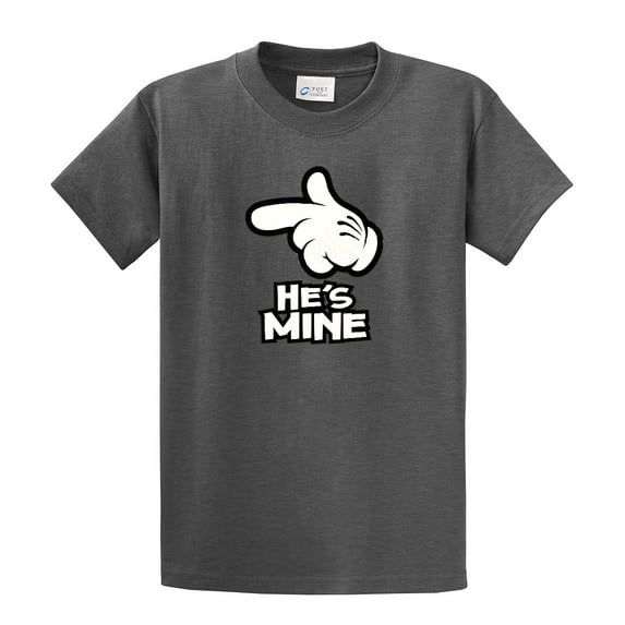 He's Mine with Finger Pointing Short Sleeve T-shirt-HeatherGray-XL