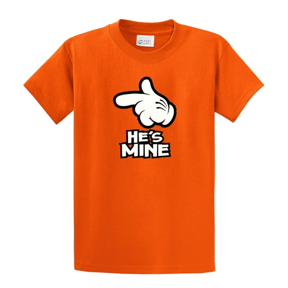 He's Mine with Finger Pointing Short Sleeve T-shirt-Orange-4Xl