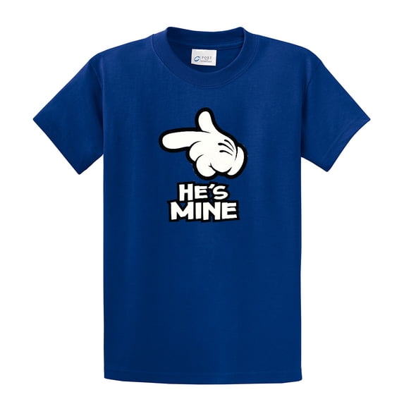 He's Mine with Finger Pointing Short Sleeve T-shirt-Royal-Medium