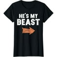 thumbnail image 1 of He's My Beast Matching Couple Halloween Costume Husband Wife Funny Creative Graphic T-Shirt, 1 of 3