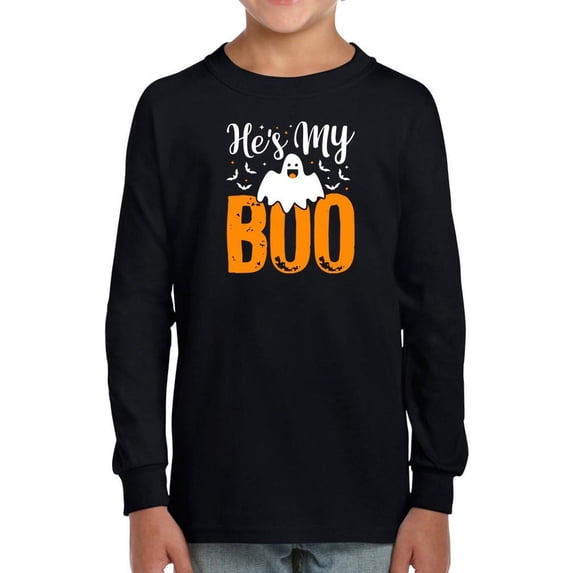 He's My Boo Cute Halloween Long Sleeve Toddler -Image by Shutterstock, 5 Toddler