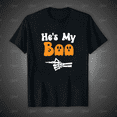 thumbnail image 1 of He's My Boo Matching Halloween Pajama Couples Unisex T-Shirt, up to size 5XL, 1 of 2