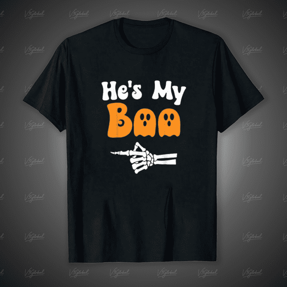 He's My Boo Matching Halloween Pajama Couples Unisex T-Shirt, up to size 5XL