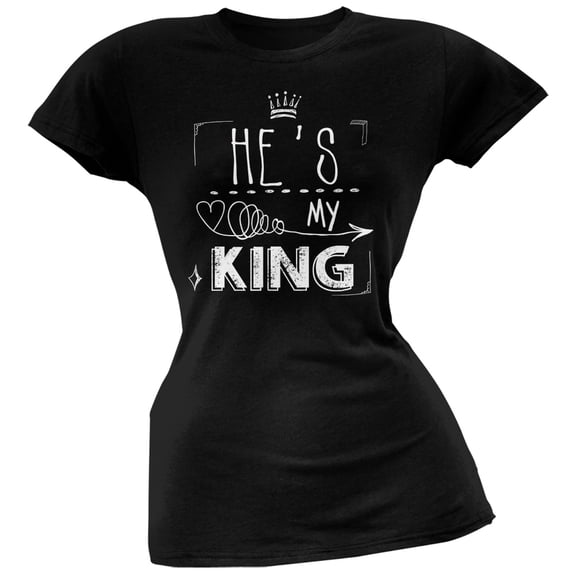 He's My King Black Soft Juniors T-Shirt - Large