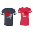 thumbnail image 1 of He she is My Better Half Matching Couple Cotton Jerseys (Men Navy / Women Red) (Men S / Women XXL), 1 of 3
