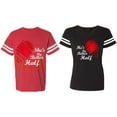 thumbnail image 1 of He she is My Better Half Matching Couple Cotton Jerseys (Men Red / Women Black) (Men XXL / Women M), 1 of 3