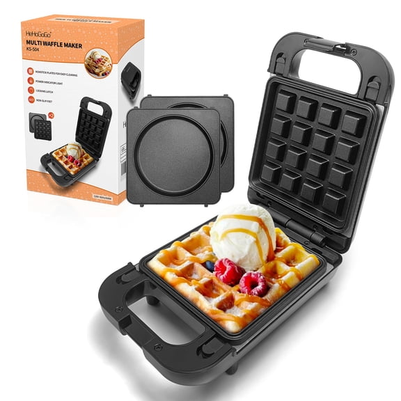 HeHoGoGo 2-in-1 Waffle Maker Pancake Maker with Removable Plates Y101
