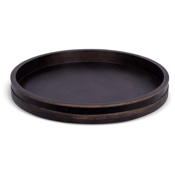 HeSLehs 18 Wooden Lazy Susan - Black - Burnished Iron Accents - Table Top Turntable - Cabinet or Pantry Organizer - Decorative Spice Rack Medicine Cleaning Spinning Table - Wood - Large