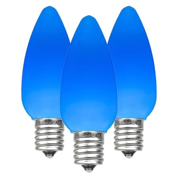 HeSLehs 25 Pack C9 LED Ceramic Outdoor Patio Party Christmas Replacement Bulbs, Teal, 3 LED's Per Bulb, Plastic, Energy Efficient