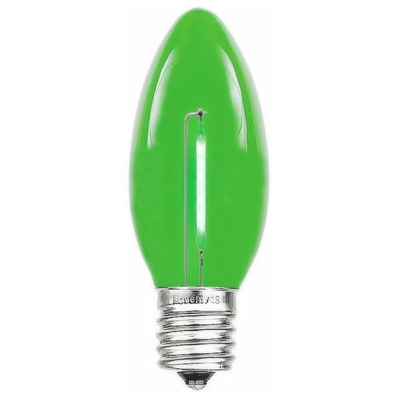 HeSLehs 25 Pack C9 LED Plastic Filament Outdoor Christmas Replacement Bulbs, Green, E17/C9 Base, 0.6 Watt