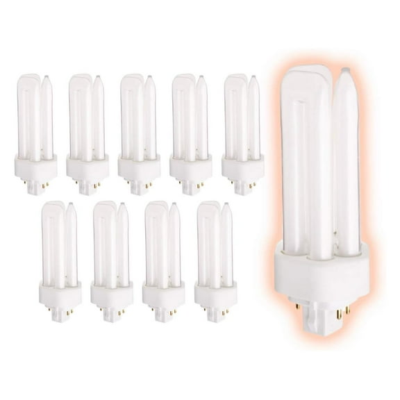 HeSLehs 26 Watt CFL Light Bulbs | 4 Pin GX24Q-3 Base 5000K Daylight | 26W High Output 1800 Lumens | Triple Tube Compact Fluorescent Light Bulbs Plug-in | 10 Pack