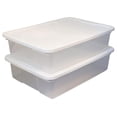 thumbnail image 1 of HeSLehs 28 Quart Stackable Storage Bins, Organizer Containers with Snap Lids and Handles, Clear (2 Pack), 1 of 9