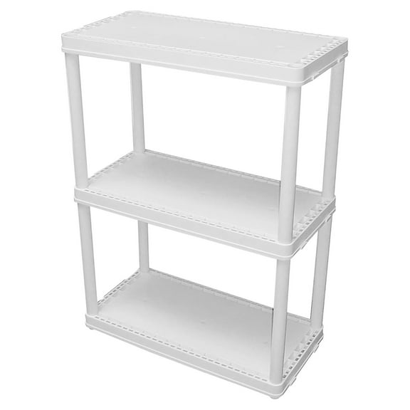 HeSLehs 3 Shelf Knect-A-Shelf Ventilated Light Duty Storage Unit Organizer System for Home, Garage, Basement, and Laundry, White