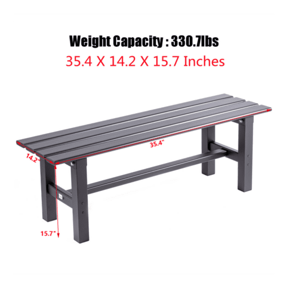 HeSLehs 4 Sizes Black Aluminum Outdoor Bench for Park Garden,Patio and Lounge
