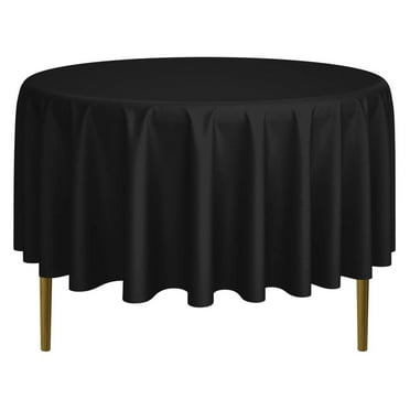 HeSLehs - 5 Premium 90" Round Tablecloths for Wedding/Banquet/Restaurant - Polyester Fabric Table Cloths - Black