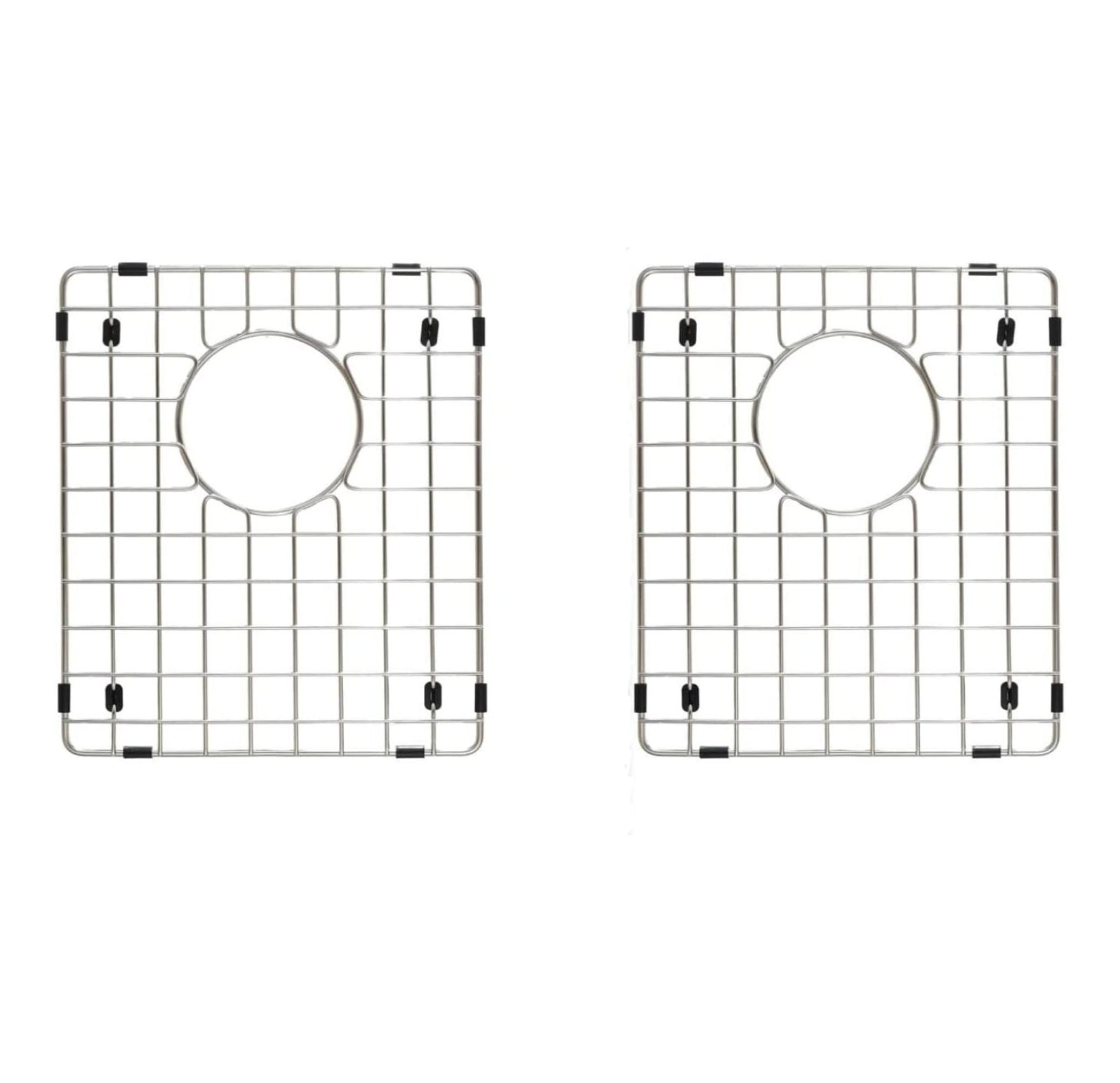 HeSLehs 50/50 Double Bowl Kitchen Sink Bottom Two Grids, Stainless Steel, 15" x 13"