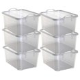 thumbnail image 1 of HeSLehs 55 Quart Stackable Home Storage Box Lidded Containers, 6 Pack, Clear, 1 of 5