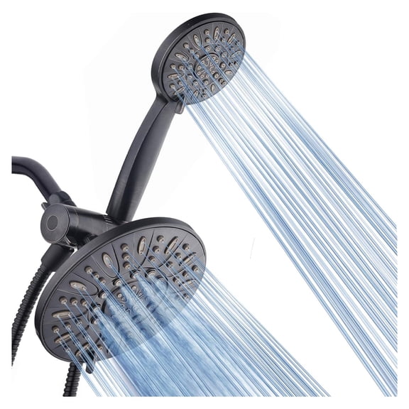 HeSLehs 7" Premium High Pressure 3-Way Rainfall Combo with Stainless Steel Hose – Enjoy Luxurious 6-setting Rain Shower Head and Hand Held Shower Separately or – Oil Rubbed Bronze Finish