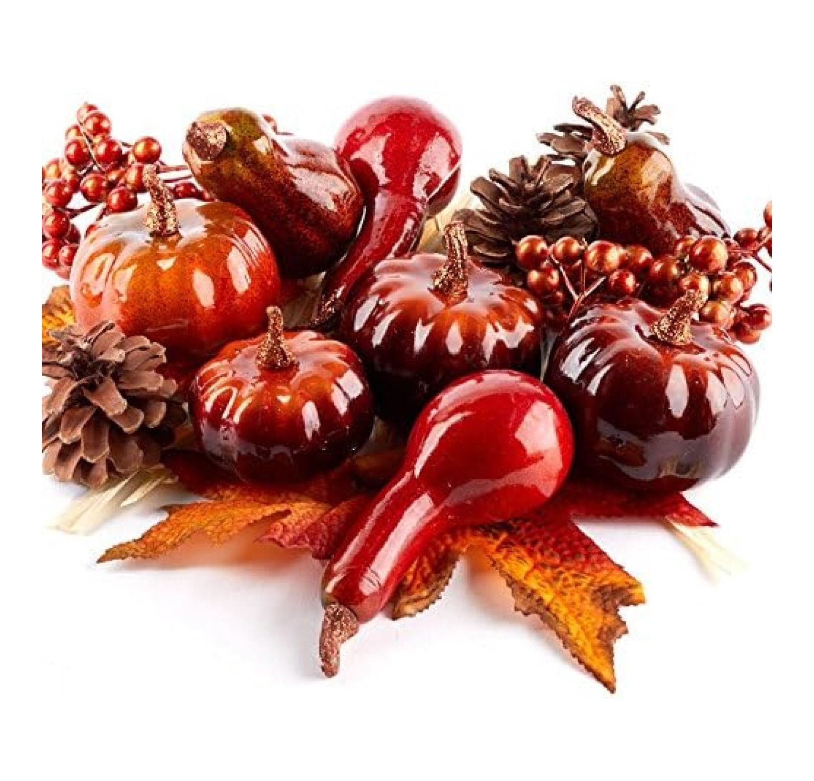 HeSLehs Autumn Pinecones, Raffia, Berry Cluster, Pumpkin and Gourd Kit ...