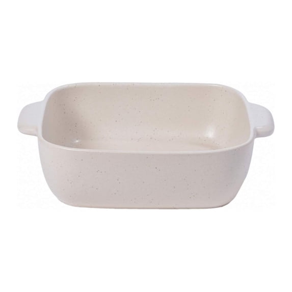 HeSLehs Ceramic 12" Square Baker - Pacifica Collection, Vanilla | Oven & Dishwasher Safe Bakeware | Food Safe Glazing | Restaurant Quality Dinnerware