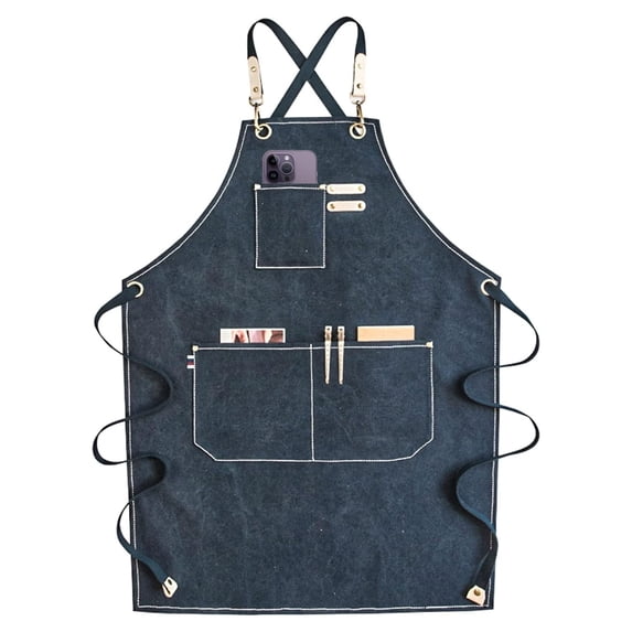 HeSLehs Chef Apron, Resistant Cotton Canvas Cross Back Adjustable Apron, M-XXL