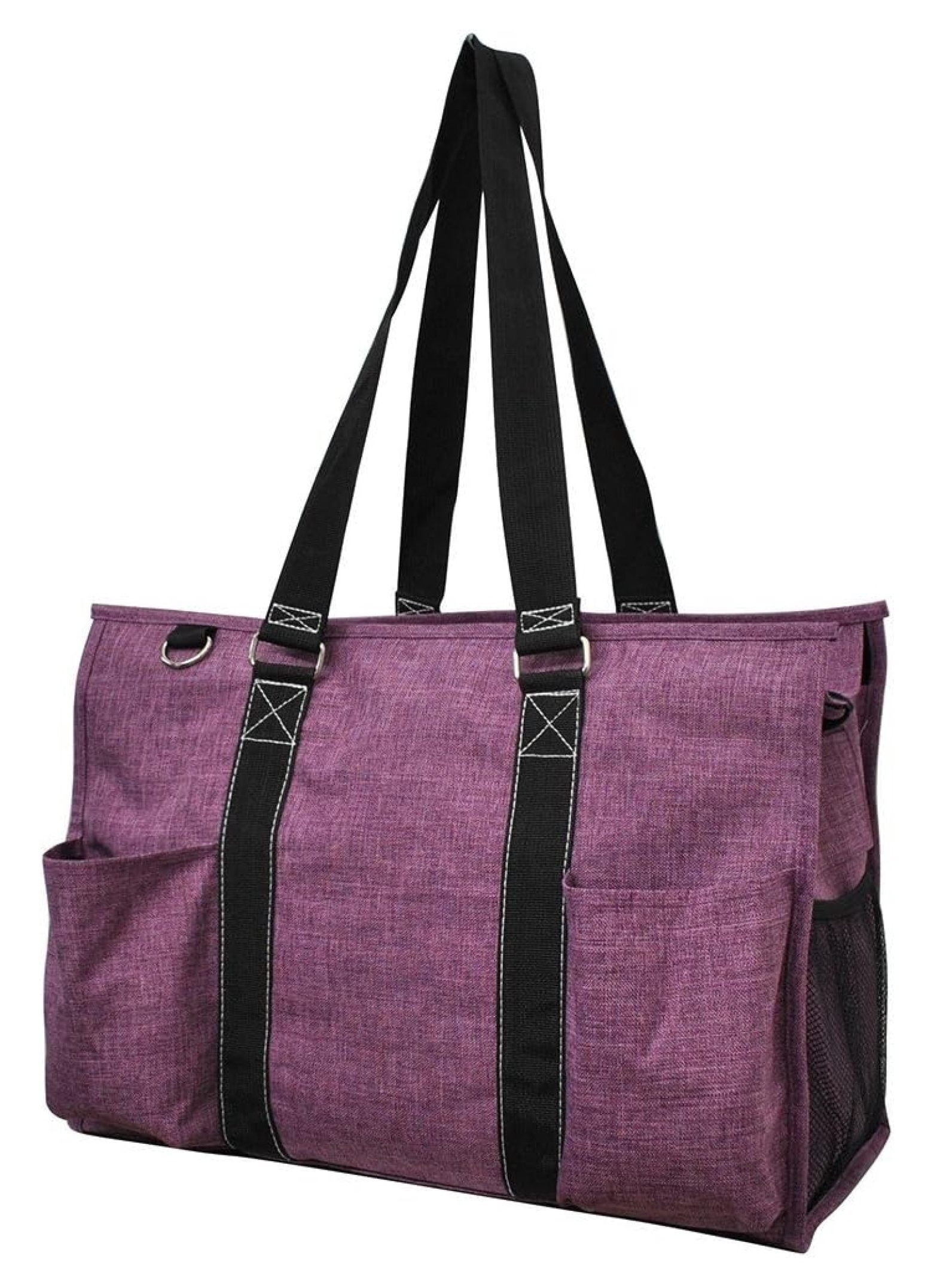 NGIL Large Zippered Tote Organizer Bag - Crosshatch Print, 18.5"L X 7.5"W X 13"H, Multiple Pockets - View #8