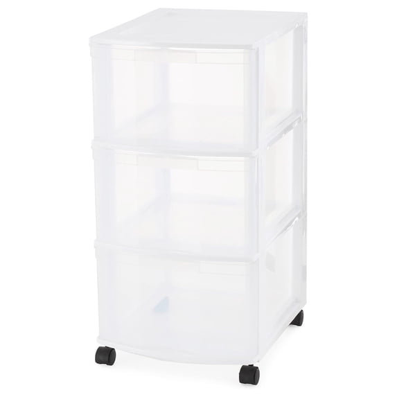 HeSLehs Classic 3 Drawer Organizer Cart, Plastic Drawer Storage Dresser ...