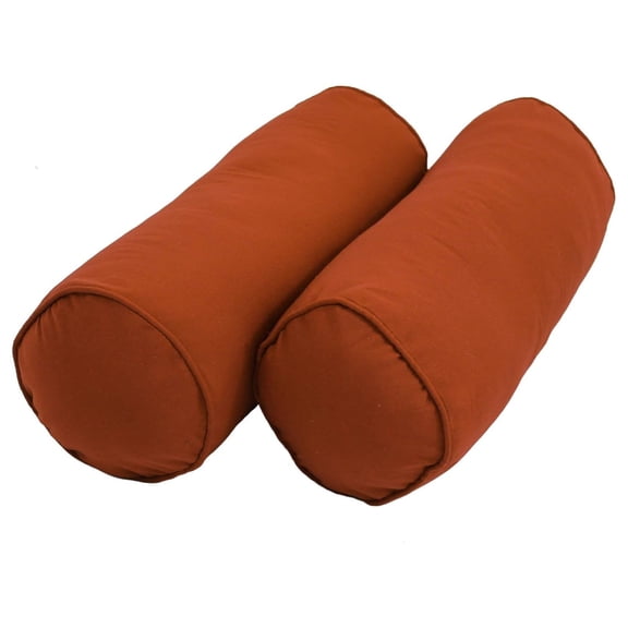HeSLehs Corded Twill Bolster Pillows (Set of 2), 20" x 8", Spice, 2 Count