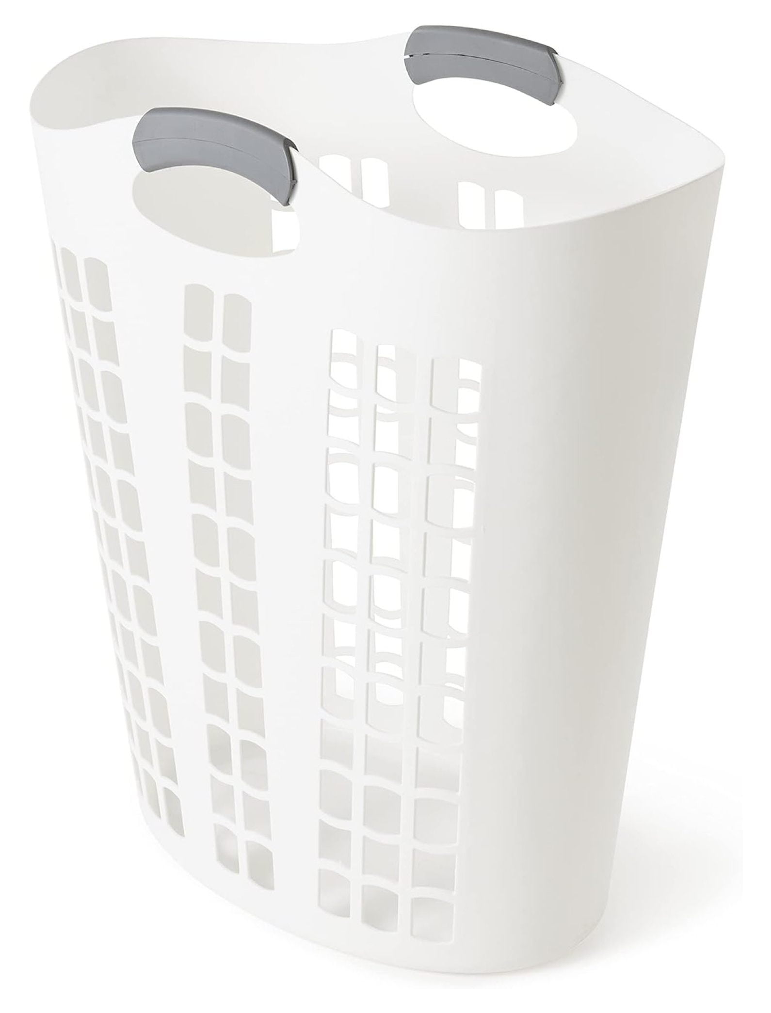 HeSLehs Easy Carry Hamper, Large 87.5 Liter Lightweight Plastic Ventilated Laundry Basket Clothes Bin with Handles, White