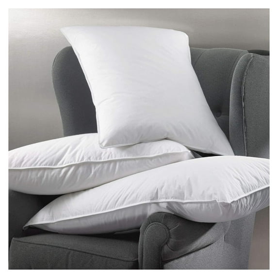 HeSLehs Feather & Down Pillow - Plush, High-Loft Feather and Down Pillow with Cotton Down-Proof Cover - Medium to Firm Support - Standard (20" x 26")