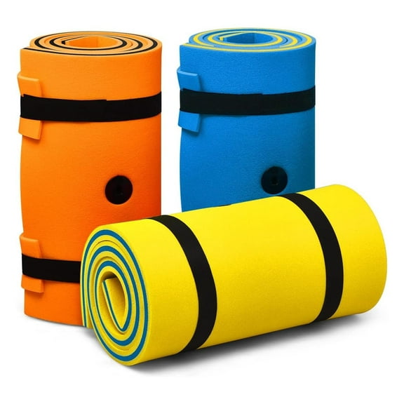 HeSLehs Floating Water Mat, Thick Swimming Floating Foam Pad Hammock with Rolling Pillow Design, Portable 3-Layer Water Raft Mattress for Water Activities Swimming Pool, Lake, Sea