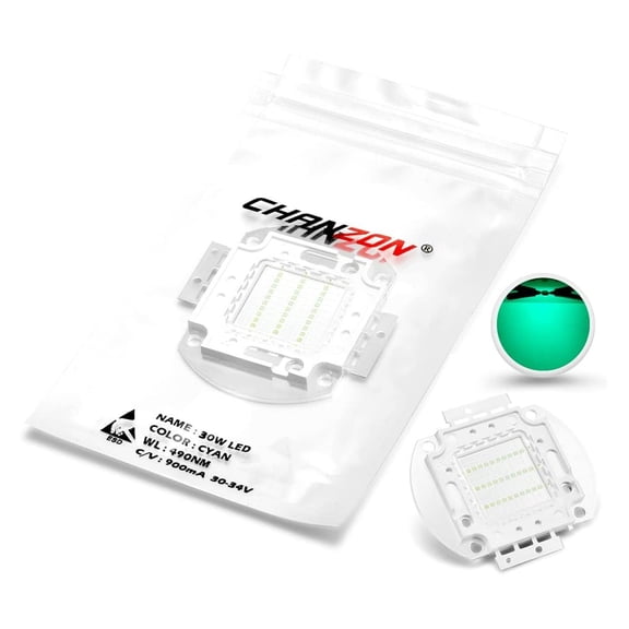 HeSLehs High Power Led Chip 30W Cyan (490nm / 900mA / DC 30V - 34V / 30 Watt) Super Bright Intensity SMD COB Light Emitter Components Diode 30 W Bulb Lamp Beads DIY Lighting