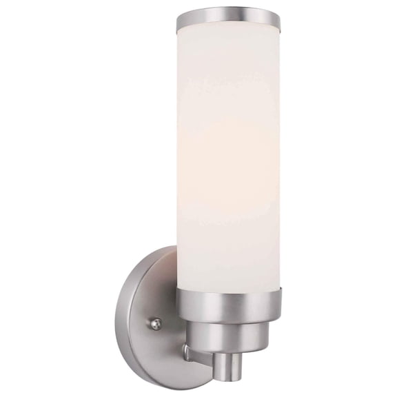 HeSLehs Lighting 5064-01-55 Wall Sconce with Opal Glass Shades, Brushed