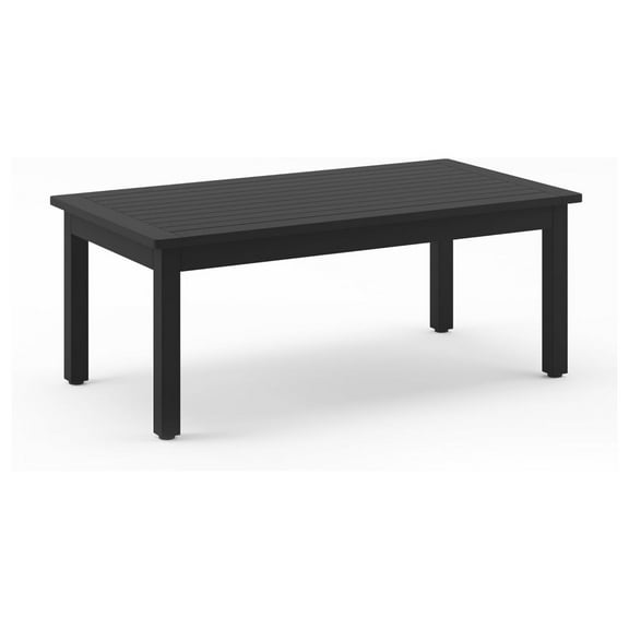 HeSLehs Outdoor Coffee Table, Black Patio Coffee Tables for Outside Rectangle, Adjustable Levelling Feet/Weather Resistant, Patio Table for Deck, Pool, Balcony, Indoor or Outdoor Use