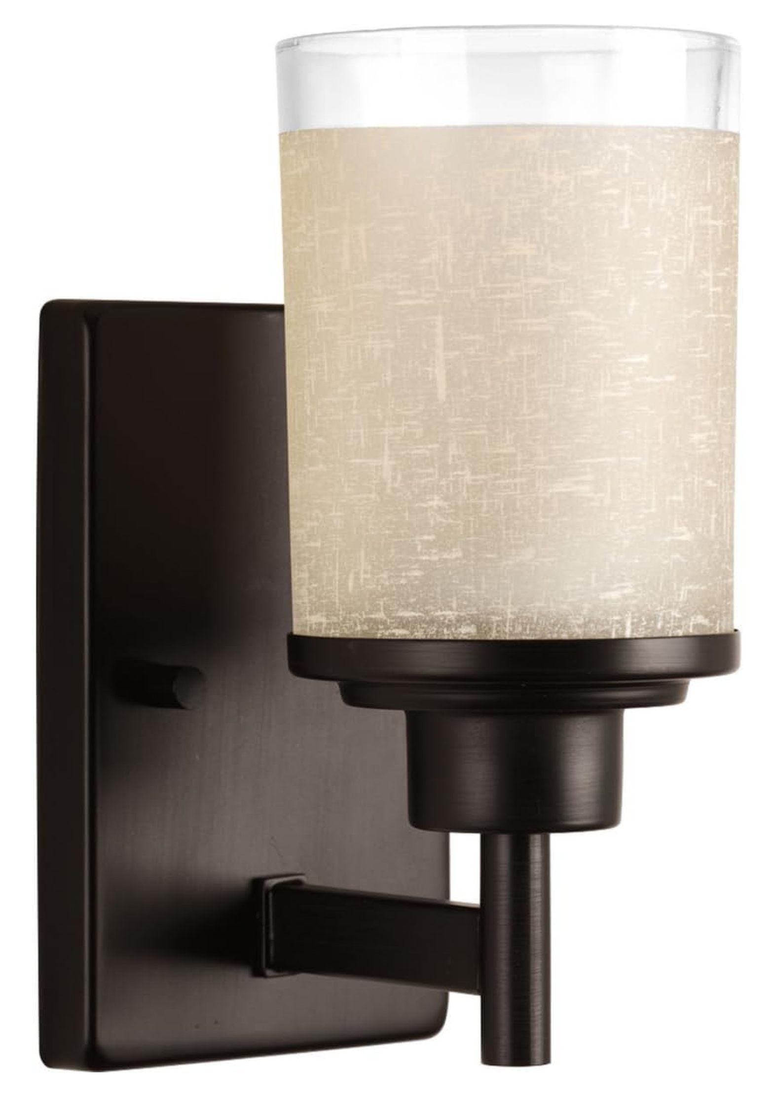 Alexa Antique Bronze Wall Sconce with White Linen Shade